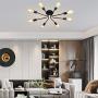 LIGOTFIRE Modern Sputnik Flush Mount Ceiling Light Semi 8 Light Industrial Black Mid Century Lighting Fixture for Dining Room Living Room Kitchen Bedroom Foyers