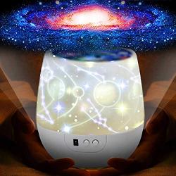 KISTRA Star Projector Night Light for Kids Bedroom (6-Films), 360°Rotating LED Starry Sky Nightlight, Table Lamp, Brightness & Color Adjust, Best Gift, XGu-005