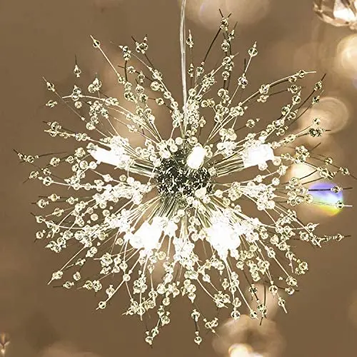 Garwarm Modern Firework Chandeliers,Crystal Chandelier Pendant Lighting,Ceiling Lights Fixtures for Living Room Bedroom Restaurant,8-Light,Gold