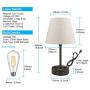 Table Lamps for Bedrooms Set of 2, Dimmable Nightstand Lamp, 3 Way Touch Control Bedside Lamp with USB Port and Outlet, USB Lamp Fabric Shade for Living Room Office E26 ST64 LED Bulb Included 2 Pack