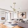GRUSTRUST 6-Light Gloden Chandeliers Lighting Easy Mount Ceiling Light Chrome Modern Pendant Light Dimmable Lamp Bracket for Living Room Showroom Study Room(Bulbs Not Included)