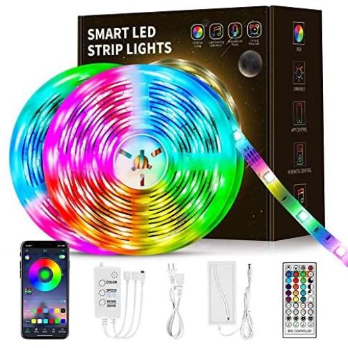 50Ft LED Strip Lights, Led Lights Strip Smart Music Sync RGB Color Changing App Controlled and Remote Led Strip Lights, Led Lights Used for Christmas Party and Home Decoration
