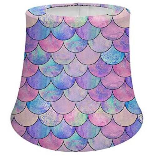 Pensura Colorful Mermaid Scales Print Lamp Shades with Metal Frame,Bedside Reading Lamp Desk Shade Modern Trendy Decorative Handmade Lampshade for Living Room,Bedoom