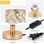HAITRAL Crystal Table Lamp Set of 2 - Elegant Decorative Bedside Lamp Set with Clear Crystal Beads Lampshade, Gold Nightstand Lamps for Bedroom, Living Room, Girls Room, Guest Room (HT-TH132-16X2)