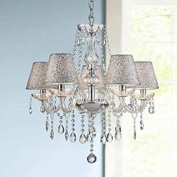 Saint Mossi Chrome K9 Crystal Chandelier Lighting LED Ceiling Light Fixture Pendant Lamp for Dining Room Bathroom Bedroom Livingroom 5 E12 LED Bulbs Required Height 26 x Width 24