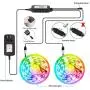 BIHRTC RGB Led Strip Lights 50ft Led Music Sync Color Changing Lights with Music Remote Controller and Power Supply 5050 15m Led Lights for Room Bedroom Party