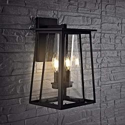 Safavieh PLT4005A Velza 2-Light Black Wall (LED Bulb Included) Outdoor Lantern