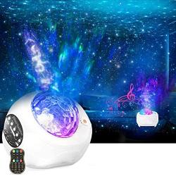 Star Projector, Hueliv Galaxy Night Light Projector 3 in1Sky Nebula Ocean Wave Stars for Ceiling/Baby Bedroom/Party/Home with Remote Control Sync Music Bluetooth Christmas Decor Gift for Kids Children