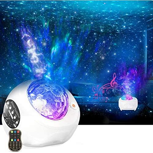 Star Projector, Hueliv Galaxy Night Light Projector 3 in1Sky Nebula Ocean Wave Stars for Ceiling/Baby Bedroom/Party/Home with Remote Control Sync Music Bluetooth Christmas Decor Gift for Kids Children