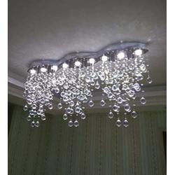 APBEAM Modern Crystal Raindrop Chandelier, Flush Mount Chandelier Crystal Ceiling Light for Dining Room Living Room W8''H40''