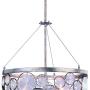 VAXCEL Mid Century Modern Chandelier - Silver Leaf Nickel, Round Clear Glass Hanging Ceiling Drum Pendant Retro Light Fixture for Dining Room, Kitchen Table, Bedroom