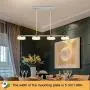 DLLT LED 4 Lights Pendant Light-Modern Kitchen Island Lighting Fixture, Adjustable Height Ceiling Mount Hanging Pendant Light for Contemporary Mid-Century Dining Room/Bar 20W 3000K Warm Light, Chrome