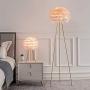 Maxax Feather Floor lamp Modern Tripod Floor Lamp with Pink Feather Shade, Standing Light for Bedrooms/Living Room/Dining Room/Kitchen,Gold Classic