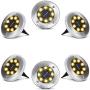 Solar Ground Lights Outdoor - 2020 Upgraded 8 LED Waterproof Bright in-Ground Lights for Garden Patio Lawn Pathway Yard Driveway, Producing More Light, Warm Yellow, 6 PACK