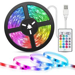 LED Strip Light Music Sync 16.4ft, TASMOR USB Powered LED Light Strip with Remote Waterproof RGB 5050 Color Changing LED Strip TV Backlights for Home Decoration, TV, PC, Mirror