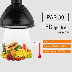 PAR30 LED Spot Light Bulbs,Long Neck E26 Base Led Outdoor Bulb,36W=350W Equivalent 4000k Nature White Indoor Flood Tracking Light for Living Room Supermarket Museum by Mingfuxin