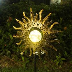 Sun Solar Lights Outdoor, NIORSUN Solar Lights Garden Decorative Metal Stakes Waterproof for Yard, Lawn, Walkway, Flowers