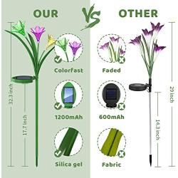 NFESOLAR Solar Lights Outdoor Decorative, Upgraded Solar Garden Lights with New Material and Bigger Battery, Multi-Color Changing Lily Solar Flower Lights for Patio, Yard, Pathway(2 Pack)