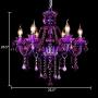 LAKIQ Crystal Modern Chandelier Lighting Fixtures Living Room Bedroom Hanging Pendant Light Candle Candelabras Shape Length Adjustable for Dining Room (Purple, 6 Lights)