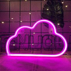 Pink Cloud Neon Signs Decorative LED Neon Light Battery USB Sleeping Night Light Cloud Neon Night Light Cute Marquee Signs Wall Art Decor for Baby Girl Bedroom Wedding Decoration Acrylic Neon Light