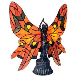Tiffany Style Table Lamp Butterfly Fairy Stained Glass Night Lamps with Resin Base Bedside Lights for Living Room Bedroom Bedside Cafe Bar, Max15W