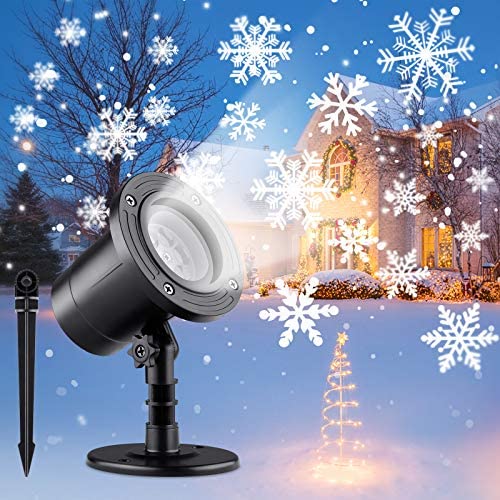 Christmas Lights Outdoor Projector, Snowflakes Light Projector Decoration, IP65 Waterproof White Snow Lights for Xmas Holday Birthday Wedding Party