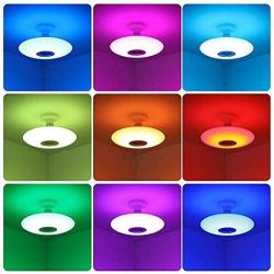 IYUNXI 24W Music Ceiling Light with Bluetooth Speaker 9 Inches 6500K 110V RGB Multicolor Changing Remote Control 1400LM Sound Music Ceiling Light Fixture Light Bulb for Bedroom