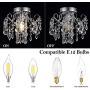 Q&S Mini Crystal Chandelier, Small Chandelier Ceiling Lights, Modern Chrome Flush Mount Ceiling Light Fixture for Hallway, Entryway, Bedroom, Foyer, Bathroom, Kitchen, W9.5'',1 Light E12.