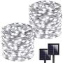 [2 Pack] Solar Fairy Lights, 400 LED Outdoor Solar String Lights Garden White Wire Decorative Lights 66Ft Waterproof Indoor Outdoor Lighting for Garden, Patio, Yard, Christmas