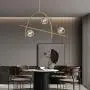 Glass Globe Sputnik Chandelier Modern 3 Light Molecule Pendant Lighting,G9 Mid Century Brass Finish Ceiling Lamp for Dining Room Hallway