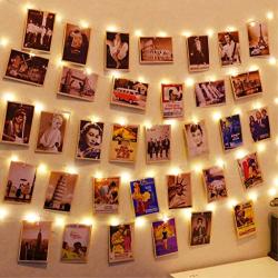HXWEIYE 120LEDs Photo Clips String Light, Warm White, 40Ft Fairy Light with 52 Clear Clips & 10 Hooks on Wall, Timer & 8 Modes USB Powered Copper Wire String Light for Hanging Picture, Bedroom Party