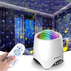 Star Projector Night Light Bluetooth Music Speaker 14 Lighting Model Adjustable Lightness with Remote Control, Starry Ocean Wave Projector for Kids Bedroom, Birthday, Party, Gifts Decor