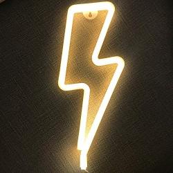 Fancci Lightning Bolt Neon Signs, Decorative Neon Lights for Bedroom, USB/Battery Powered LED Lightning Sign Neon Signs for Wall Decor, Kids Room, Birthday, Christmas, New Year Decor (Warm White)