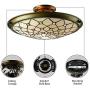 LITFAD Tiffany Style LED Ceiling Lamp Metal Decor Beige Stained Glass Three-Light Semi Flush Mount Ceiling Light Pendant Lighting for Dining Room Bedroom Corridor - 16.5'' (42 cm) LITFAD Tiffany Style LED Ceiling Lamp Metal Decor Beige Stained Glass Three-Light Semi Flush Mount Ceiling Light Pendant Lighting for Dining Room Bedroom Corridor - 16.5'' (42 cm)