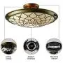 LITFAD Tiffany Style LED Ceiling Lamp Metal Decor Beige Stained Glass Three-Light Semi Flush Mount Ceiling Light Pendant Lighting for Dining Room Bedroom Corridor - 16.5'' (42 cm)