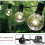 Yuusei Outdoor String Lights, 100Ft G40 Patio Lights with 55 5W Clear Bulbs (5 Spare), IP44 Waterproof Backyard Globe String Light with E12 Socket Base, for Balcony Porch Deck, UL Listed