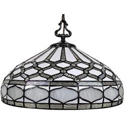 Amora Lighting Tiffany Style Hanging Pendant Lamp 18'' Wide Stained Glass White Mahogany Antique Vintage Light Decor Restaurant Game Living Dining Room Kitchen Gift AM221HL18B