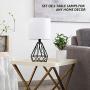CO-Z Modern Table Lamps for Living Room Bedroom Set of 2, Black Metal Desk Lamp with Hollowed Out Base and White Fabric Shade, Bedside Lamps for Farmhouse Nightstand Accent