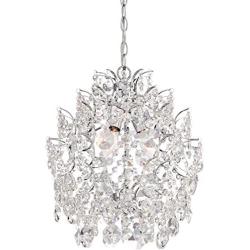 Minka Lavery Crystal Chandelier Pendant Lighting 3150-77, Mini 1 Tier Dining Room, 3 Light, Chrome