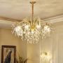 FL-63682, Chandelier, Luxury K9 Crystal Pendant Lamp, 9 Lights Gold Metal Pendant Light for Living Room Bedroom Study Room Dining Room Restaurant
