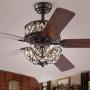 52-inch Ceiling Fans with Lights, Dual Layer Crystal Lamp 52-inch Ceiling Fans with Crystal Shades, Ceiling Fan with Remote, Crystal 6-light Chandelier for Living Room, Bedroom, Kitchen