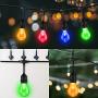 Elfeland LED Outdoor String Lights 48FT RGB Multicolor String Lights Dimmable Hanging Lights Patio Lights Backyard Lights Party Lights with 15Pcs Shatterproof LED Bulb & 2 Remote Controls