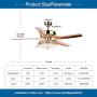 Tropicalfan Metal Led Ceiling Fan With Remote Control 1 Glass Light Cover Home Decoration Living Room Bedroom 5 Reversible Blades Quiet Fans Chandelier Rose Gold