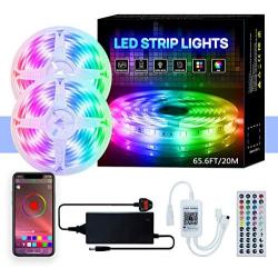 LED Lights Strip,Smart LED Lights 65.6ft/20M LED Color Changing Lights with APP Control, Remote and Control Box Music Sync LED Lights for Bedroom, Kitchen, Party (3 Ways Control)