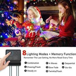 Christmas Lights Outdoor 105FT 300 LED,String Lights Waterproof,Christmas Fairy Light Plug in Multi-Color LED Light Indoor for Tree/Bedroom/Patio Decoration with 8 Modes Memory Function,100% UL Listed