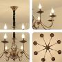 Jaycomey 8-Lights Chandelier,Vintage French Country Chandelier,Metal Bronze Living Room Chandelier,Pendant Light Fixture for Farmhouse Dining Room