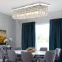 APBEAM Rectangular Crystal Chandelier Modern Flush Mount Ceiling Light Fixture for Dining Room Living Room