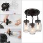 Semi Flush Mount Ceiling Light, Farmhouse Mason Jar Lights for Kitchen, Dining Room & Hallway, Oil Rubbed Bronze（L11.8'' × W11.8'' ×H13''）
