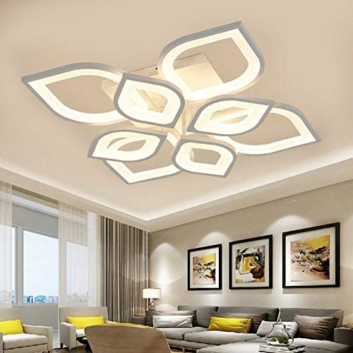 4+4 Modern LED Ceiling Light Acrylic Chandelier Living Room Bedroom Pendant Light Flower Shaped 84W