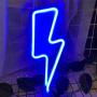 Protecu Lightning LED Neon Decorative Lights for Bedroom, Blue Neon Sign Shaped Decor Light, USB/ Battery Operated LED Neon Light Signs for Kids, Bedroom, Wedding, Birthday, Party, Christmas Decorations (Blue)